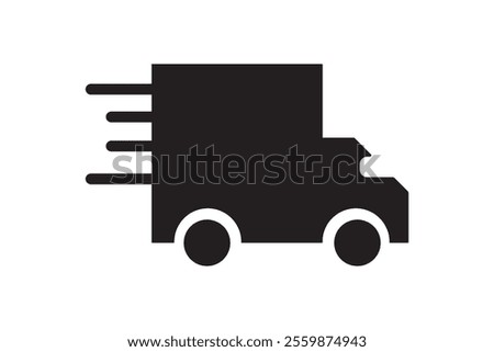 Fast free delivery truck vector icon set. moving cargo shipping service truck sign. courier parcel distribution transport. express shipment delivery logistic truck symbol.