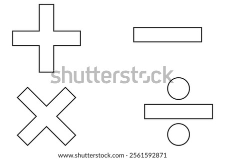 Plus, minus, add and subtract icon set in simple and stroke style in circle with black and white color. Plus and minus or add and subtract flat icons for apps and websites. Plus and minus sign set.