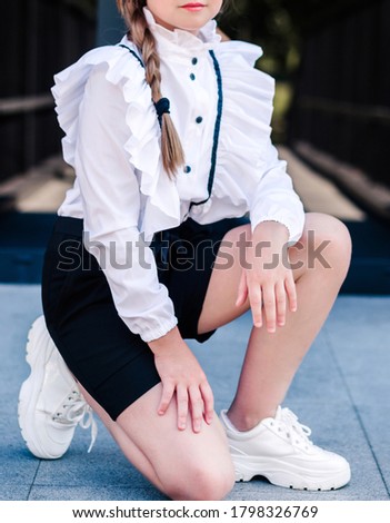 Image, Stock Photo Anonymous little kid operating drone in field