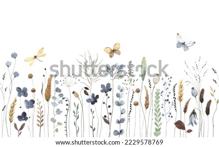 Similar – Image, Stock Photo Floral frame with flying pink flowers at light background.