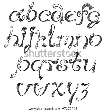 Hand Drawn Alphabet Stock Vector Illustration 97377245 : Shutterstock