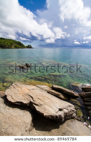 A stunning scene of Lake Malawi from the rocks of Nkhata Bay