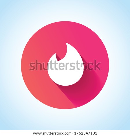 Flame icon. Vector illustration. Pink and white symbol. Shadow icon. Tinder logo