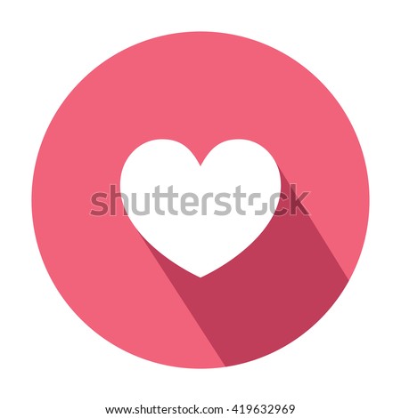 Heart emoticon symbol. Flat style. Shadow.
