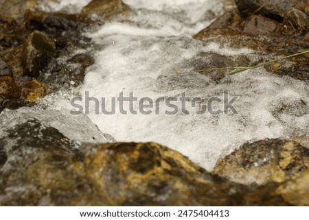 Similar – Image, Stock Photo Foamy mountain stream flowing through stones in sunlight