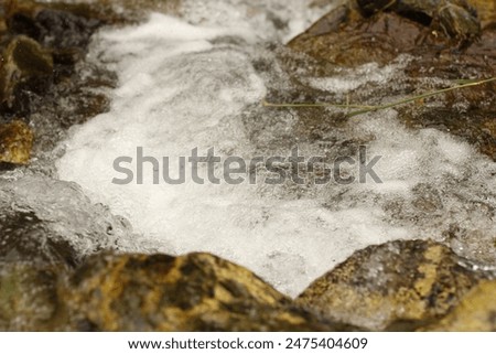 Similar – Image, Stock Photo Foamy mountain stream flowing through stones in sunlight