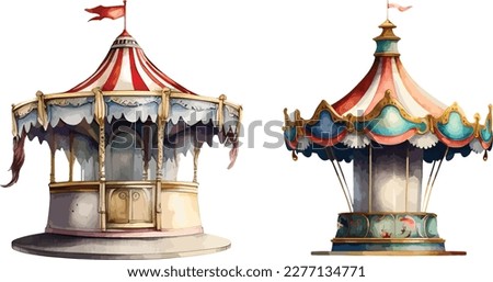 
Circus carousel clipart, isolated vector illustration.