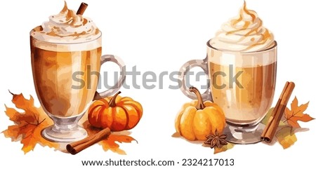 Pumpkin Latte clipart, isolated vector illustration.
