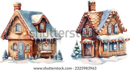 Gingerbread house clipart, isolated vector illustration.