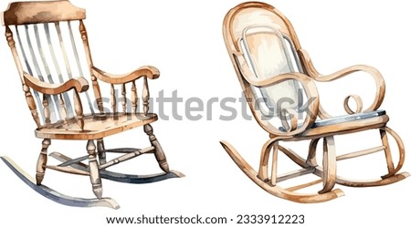 Rocking chair clipart, isolated vector illustration.