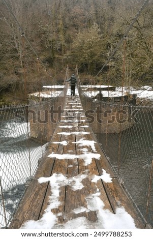 Similar – Foto Bild Verschneite Brücke über den Fluss in der Altstadt