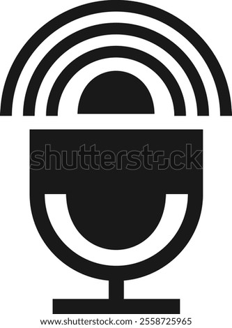 Podcast Microphone With Wifi Signals Isolated Vector. EPS 10 Format Flat Icon Set Suitable for Broadcasting Icon