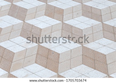 Stone Pavement with 3D Cubes Pattern  Stok fotoğraf © 