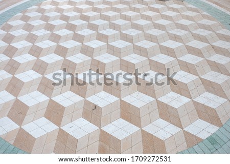 Stone Pavement with 3D Cubes Pattern  Stok fotoğraf © 