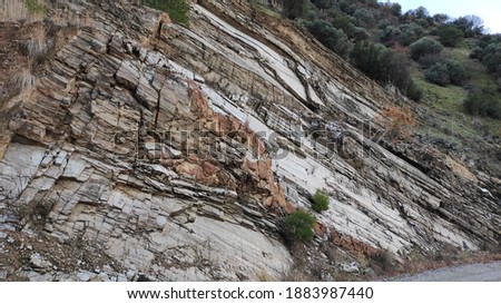 Beautiful layered rock formation in nature Stok fotoğraf © 