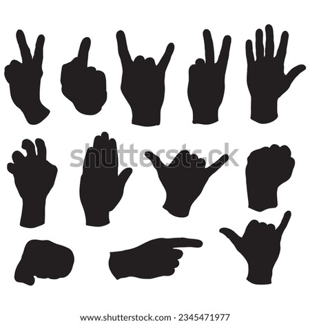 Hands poses. Female hand holding and pointing gestures, fingers crossed, fist, peace and thumb up. Cartoon human palms and wrist vector set. Communication or talking with emoji for messengers
Vector 