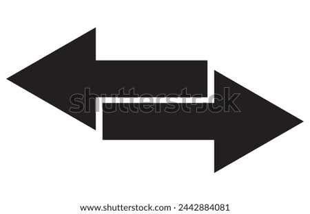 Horizontal dual thin long straight double ended arrow. Contour isolated vector image on white background.eps10 file 