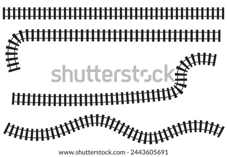 Creative vector illustration of curved railroad isolated on background. Straight tracks art design.Railway track line icon. rail line icon