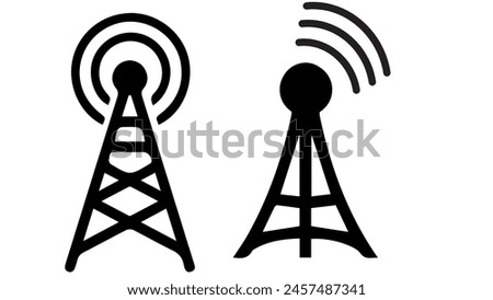 Signal tower icon, tower signal , Base transceiver station line , Communication antenna simple vector , Radio tv icon eps 10 file 