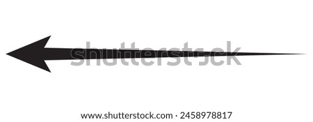 Straight long arrow, left thin line, black cursor, horizontal element, thick pointer vector icon isolated on white background eps 10 