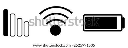 Status bar icon. Time,  signal, battery, wifi. Vector design EPS10 