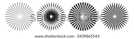 Sunburst icon collection. Retro sunburst design. Vector illustration. Abstract line circle vector background.
