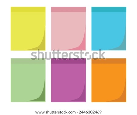 Different color Sticky Notes set. Set of paper stickers. Multicolored sticky notes isolated on white background. Colored paper set. set of paper 