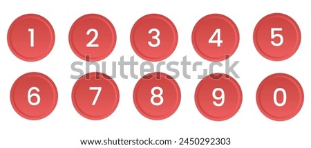 Set of numbers 0 to 9 on white background. Number circles set 0 to 9 icon for education and UI,UX design. Set of phone numbers button.  Safe lock pin code number symbols.