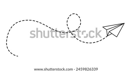 Paper airplane with dotted line vector. Travel symbol. vector illustration.