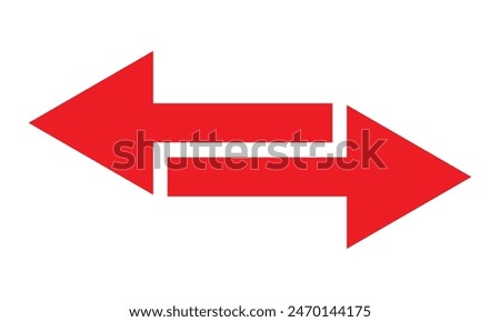  Double ended red arrow vector design for website, app and logo design. Dual sided red arrow vector, icon, silhouette design. Vector illustration of duel side arrow.