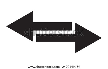 Dual sided arrow vector, icon, silhouette design. Double ended black arrow vector design for website, app and logo design. Vector illustration of duel side arrow.