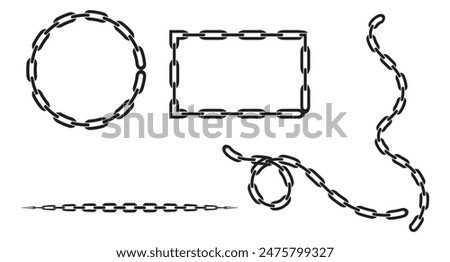 Chain vector silhouette. set of metal chain icon, vector, silhouette, Simple flat logo of chain on white background. Vector illustration.