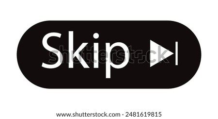  Skip ads symbol, icon. Skip advertisement icon, Media player icon, vector on white background. Skip icon for your web site design, logo, app, UI, UX. Vector illustration.