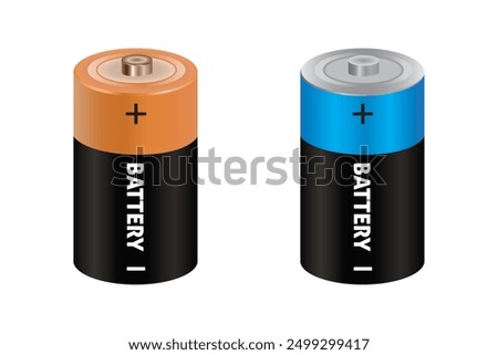 Charging battery Vector illustration. Remote battery set.  Battery vector, icon, symbol. Lithium batteries vector. Set of Energy supply equipment. Vector illustration.