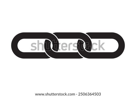 Metal chain vector icon, silhouette, Simple flat logo of chain on white background. Chain icon, silhouette. Vector illustration.