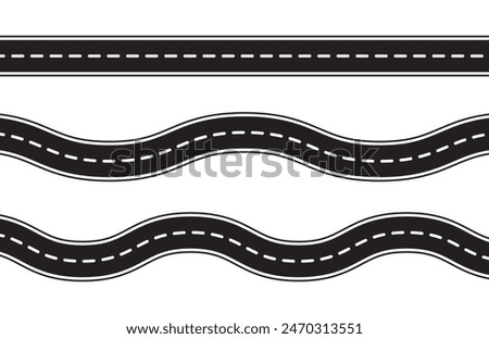 Highway or roadway background. Straight and winding road road. Seamless asphalt roads template. 11:11