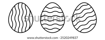 Easter eggs icon set. Set of decorated ester eggs vector. Spring easter black and white egg elements. 