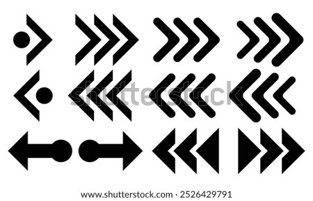 Swipe or slide right side arrow icon. Scroll screen to right or left. Left, right, up, and down slide or scroll arrow icon set. Vector illustrator. 