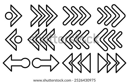 Swipe icon set. Right, left, up, and down slide or scroll arrow cursor icon set. Move sign. Vector illustration.