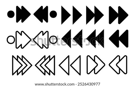 Swipe icon set. Right, left, up, and down slide or scroll arrow cursor icon set. Move sign. Vector illustration.