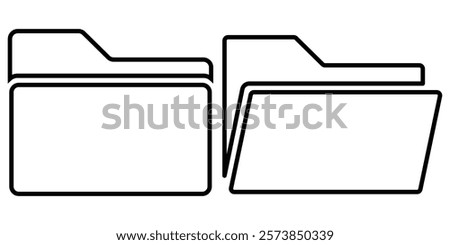 Set of file folder icon. Computer folder. Document folder symbol. New folder. Open file. Vector illustrator. 