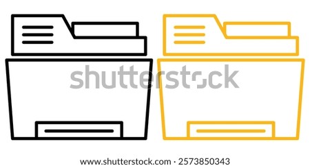 Set of file folder icon. Computer folder. Document folder symbol. New folder. Open file. Vector illustrator. 