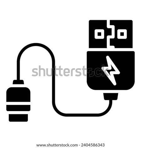 USB ICON , PORTABLE ICON VECTOR, Plug USB cable icon vector sign and symbols