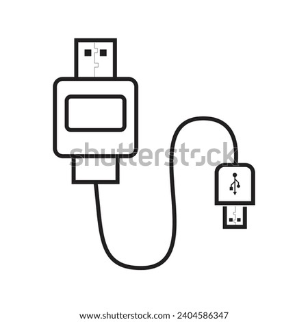USB ICON , PORTABLE ICON VECTOR, Plug USB cable icon vector sign and symbols