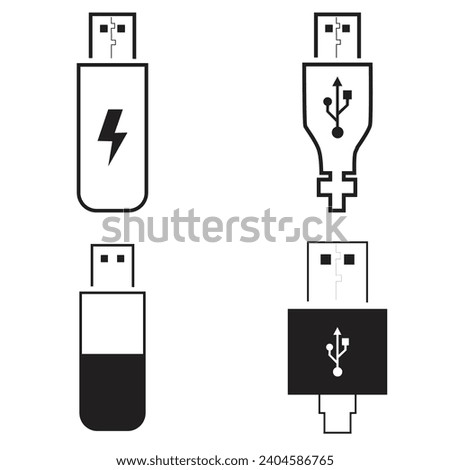 Usb icon vector sign symbol for design. Plug USB cable icon