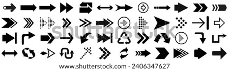 Black vector arrows collection. Arrow. Cursor. Arrow vector icon.Set different arrows or web design. Arrow flat style isolated on white background,  Direction symbols - vector illustration