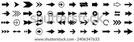 Black vector arrows collection. Arrow. Cursor. Arrow vector icon.Set different arrows or web design. Arrow flat style isolated on white background,  Direction symbols - vector illustration