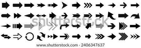 Black vector arrows collection. Arrow. Cursor. Arrow vector icon.Set different arrows or web design. Arrow flat style isolated on white background,  Direction symbols - vector illustration