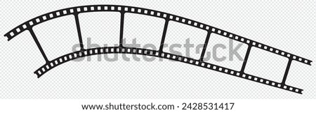 Curved film strip icon.Roll of retro film strip on isolated transparent background. Photographic film in retro style. Curved film strip PNG.