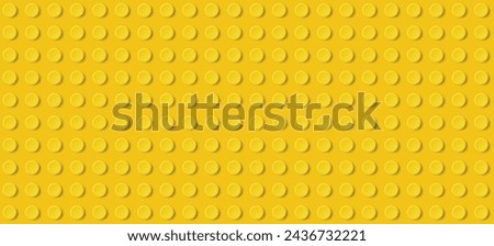 Yellow plastic construction plate. Perfect vector background of closeup gloss plastic construction block.